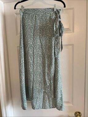 Newchoice Sage Green Animal Print Maxi Wrap Skirt – Size Small